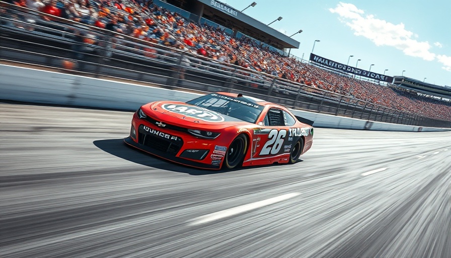 NASCAR Xfinity car racing in Mexico, intense speed and vibrant action.
