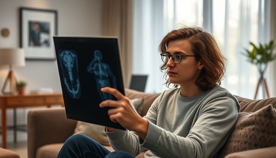 Young adult examining X-ray for bone health issues