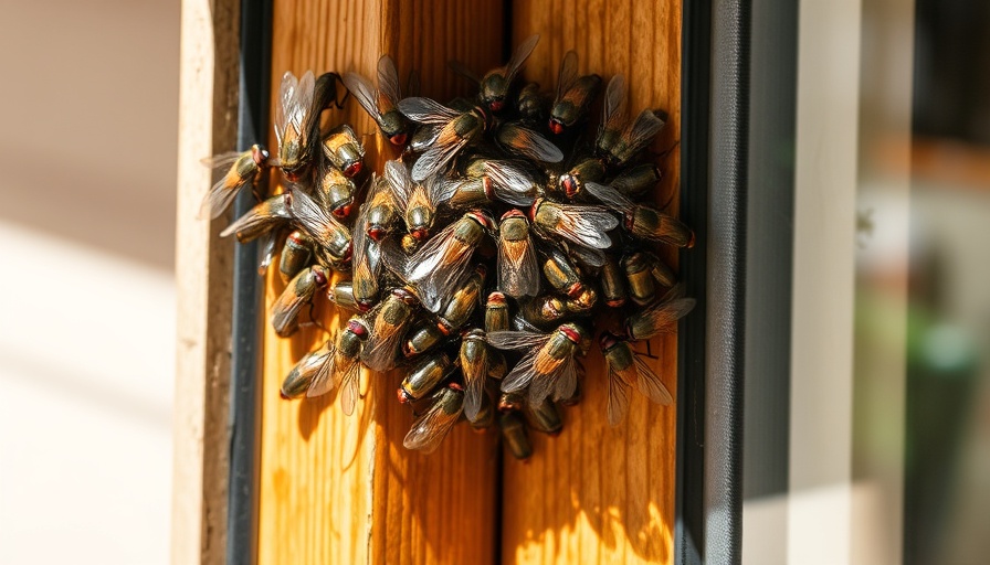Flies on window frame, illustrating how to keep flies away from your house.