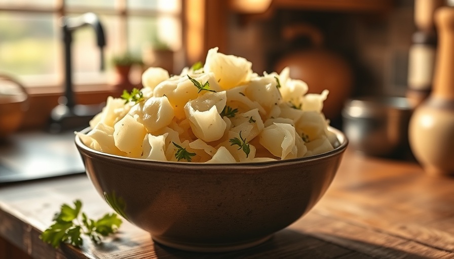 Sauerkraut and cabbages on wooden counter, highlighting gut health benefits.