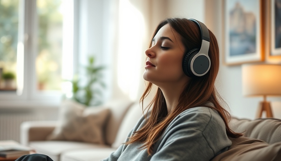 Woman enjoying the healing power of music in a cozy environment.