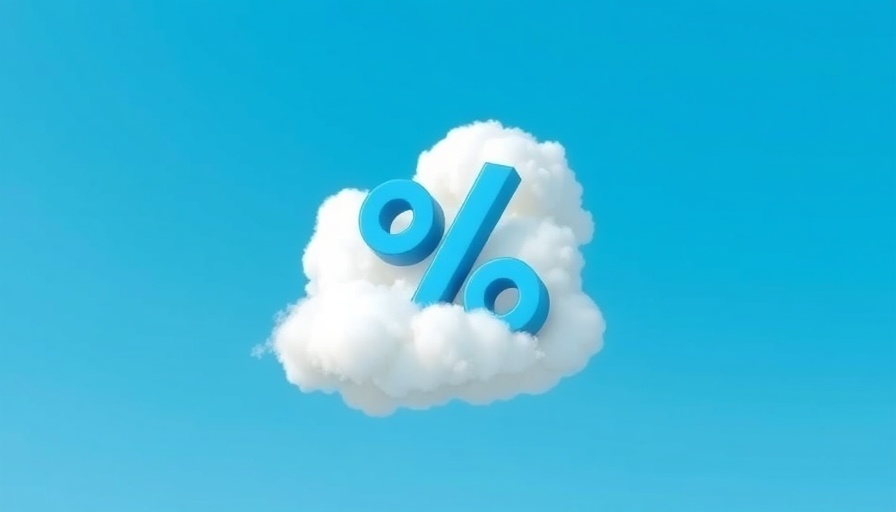 3D cloud illustration with percentage symbol representing the percentage chance of rain.