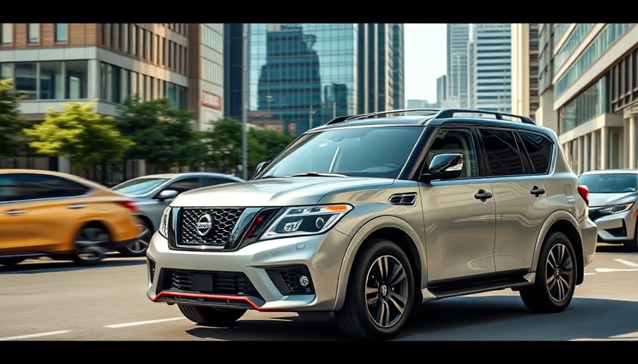 2026 Nissan Armada Nismo parked in urban cityscape.