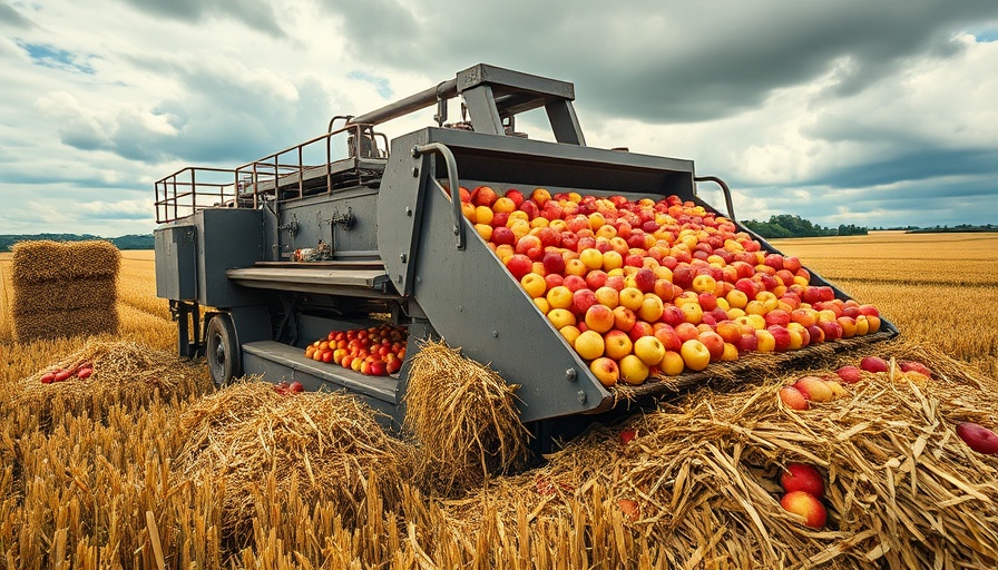 Recycling food waste with agricultural machinery on a farm.