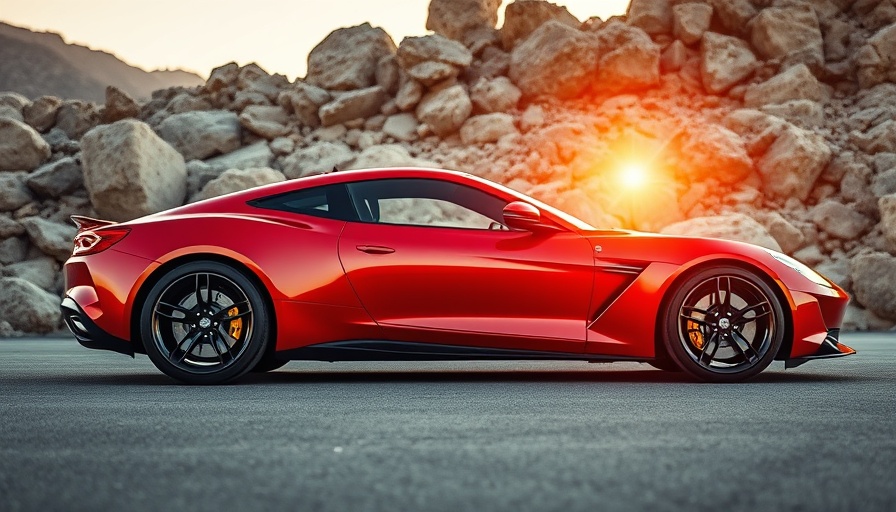 Koenigsegg Sadair's Spear in rocky terrain at sunset.