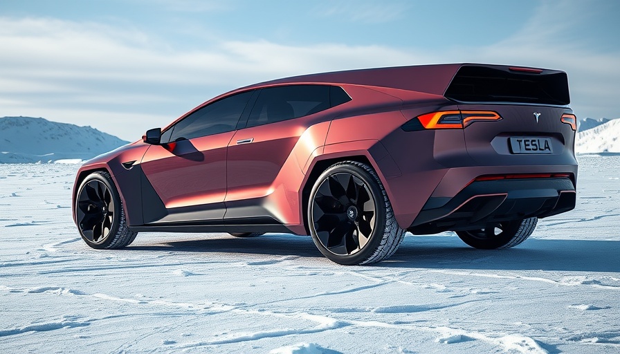 Futuristic 2025 Tesla Cybertruck on snowy terrain.