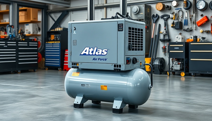 Atlas Air Force AF13 industrial air compressor on workshop floor.