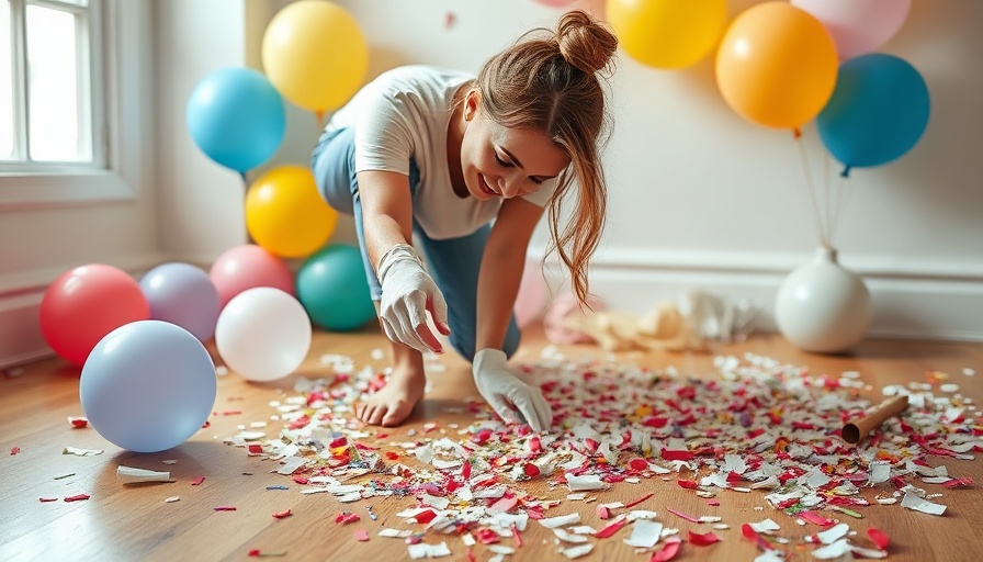 Post home party cleaning service tidying confetti and balloons.