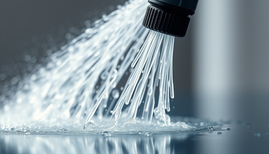 Pressure washer nozzle spraying water on glass surface