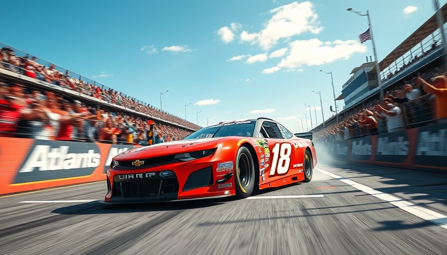 Chase Elliott Atlanta Race Win, victorious race car crossing finish line.