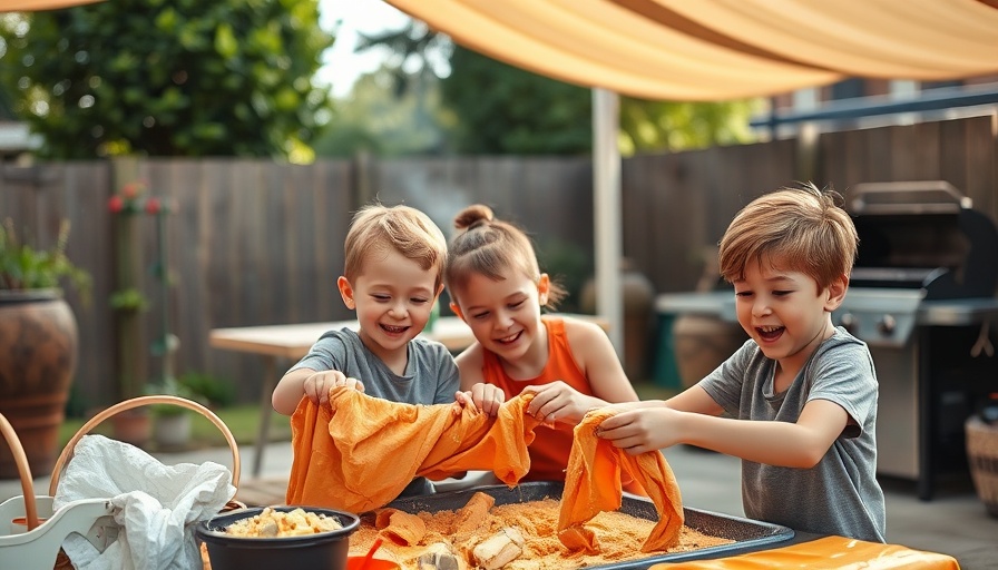 Family life during a move: Mother and sons enjoy outdoor activity.