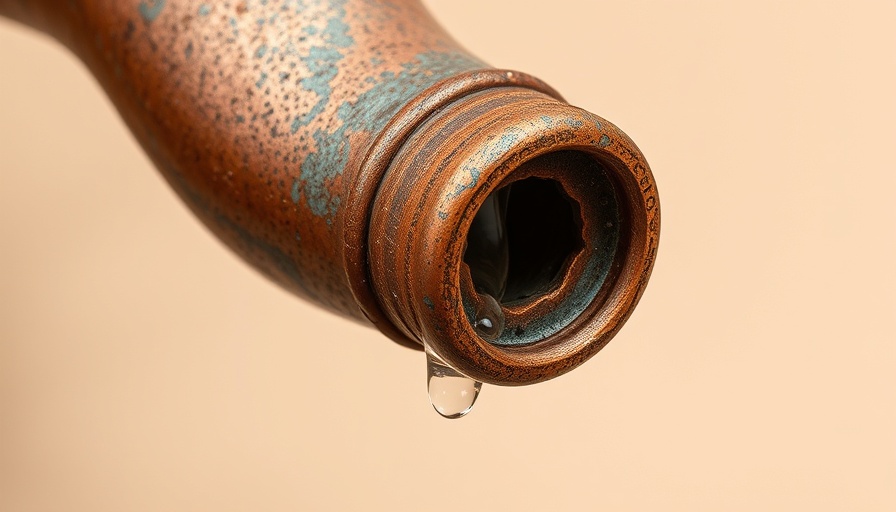 Copper pipe with water droplet illustrating burst pipe repair tips.