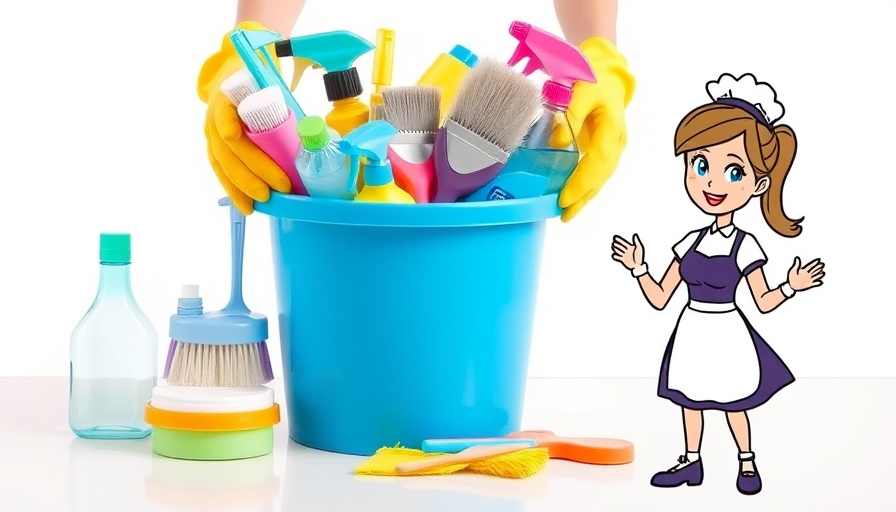 Benefits of recurring cleaning services in Edmonton with colorful supplies.