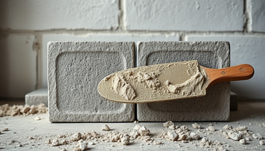 Close-up of concrete blocks and mortar showcasing sustainable construction solutions.