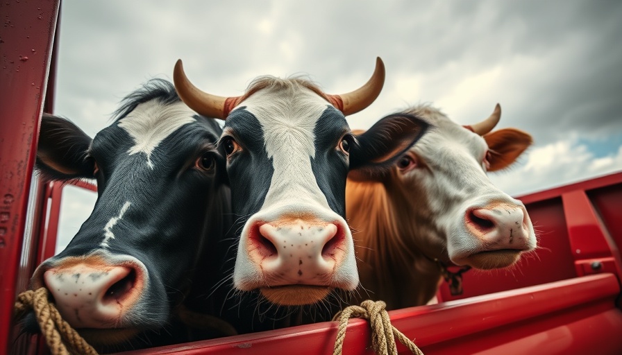 Cows peering out of a vehicle, illustrating border issues related to New World screwworm.