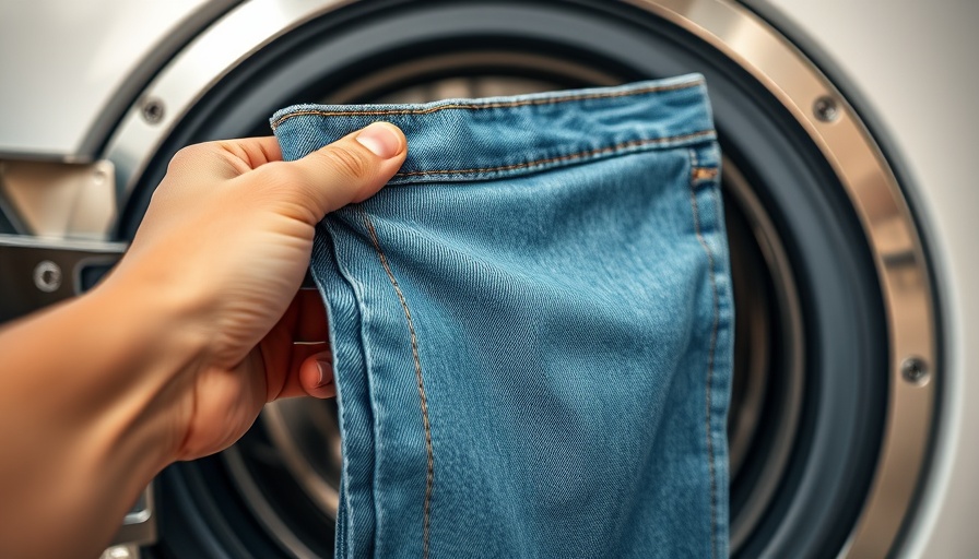 Denim jeans near washing machine - things you should never wash in hot water.