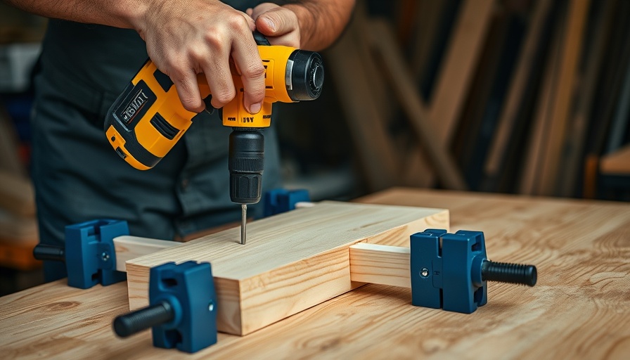 Close-up of drill bits and materials in woodworking scene.