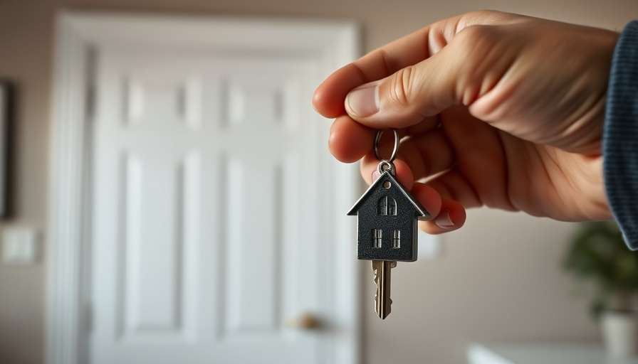 Hand holding house keychain, sell your property fast concept.