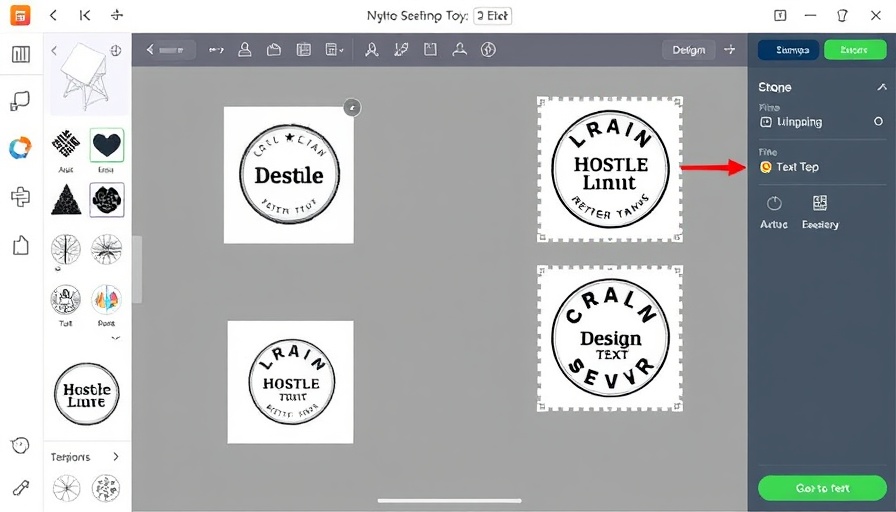 Digital Stamp Archiving interface with design tools and annotations.