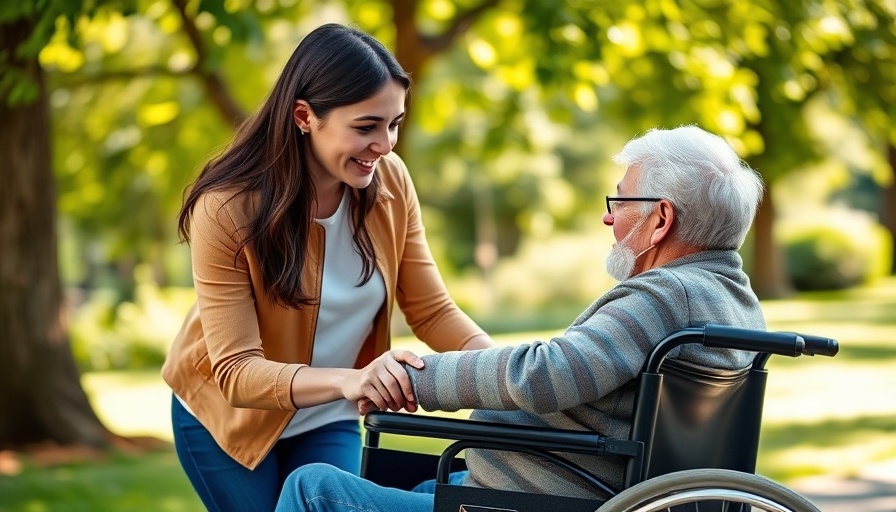 Compassionate woman assists elderly man in wheelchair, tailored home wellness strategies.