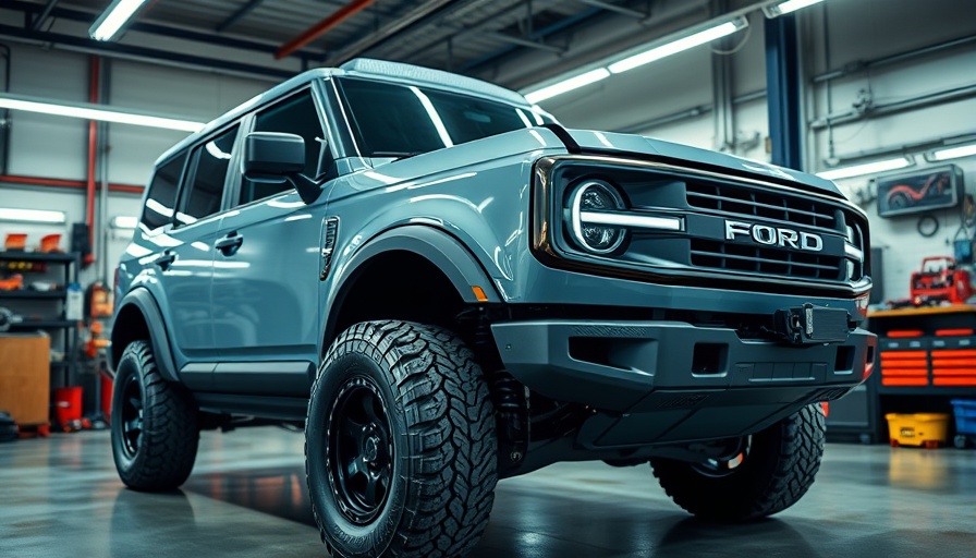 Ford Bronco in service garage examining brake booster failure.