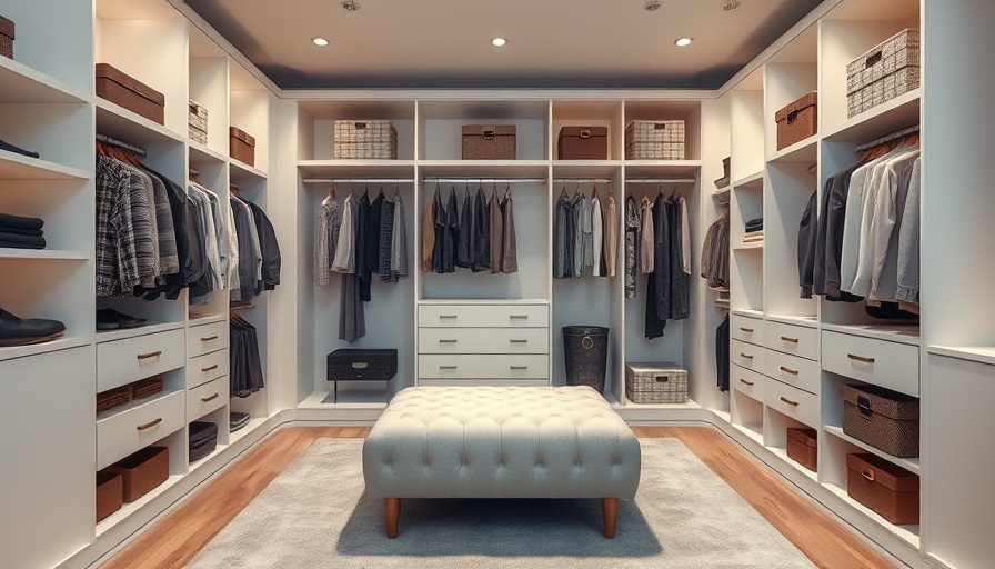 Spacious walk-in closet with personalized hanger solutions and elegant decor.