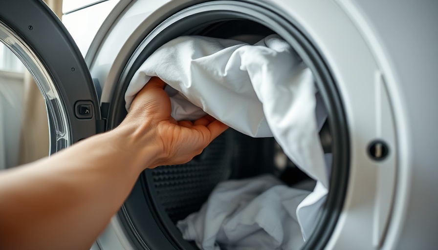 Close-up of hand washing sheets, home laundry scene.