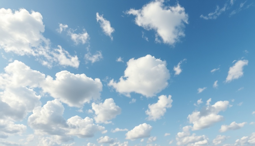 Serene fluffy clouds in a clear blue sky.