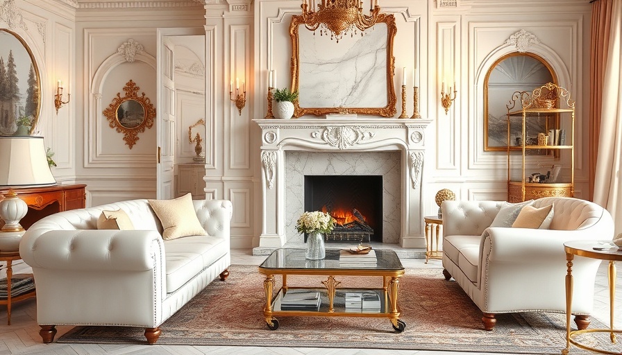 Luxurious living room with marble designs and plush decor.