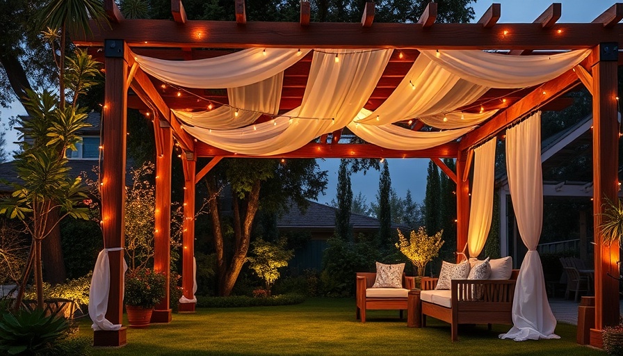 Stunning garden pergola with string lights highlighting benefits of adding a pergola.