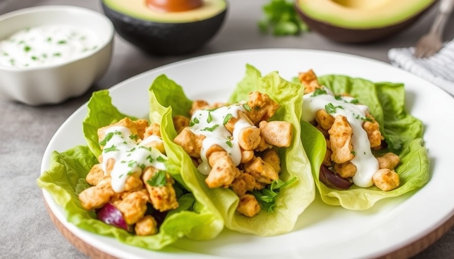 Avocado Chicken Lettuce Wraps With Herbed Yogurt Sauce