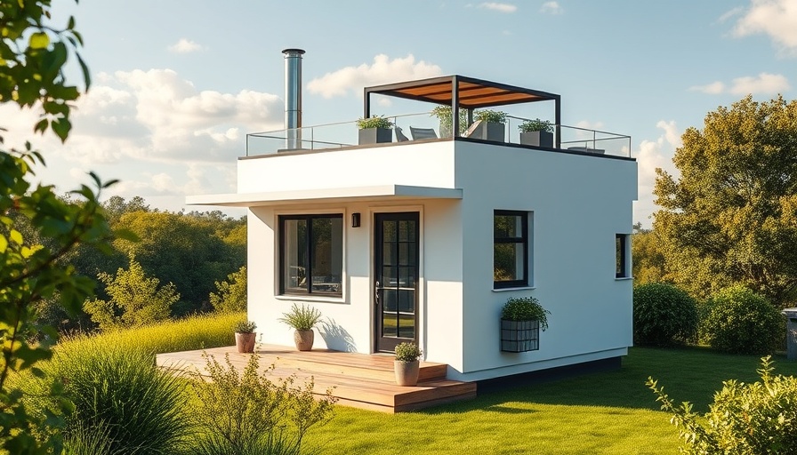 Amazon Walkmax tiny home in lush setting with patio