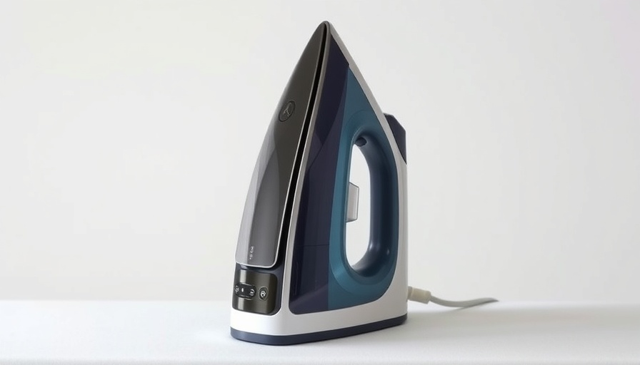Modern steam iron on ironing board for creative uses