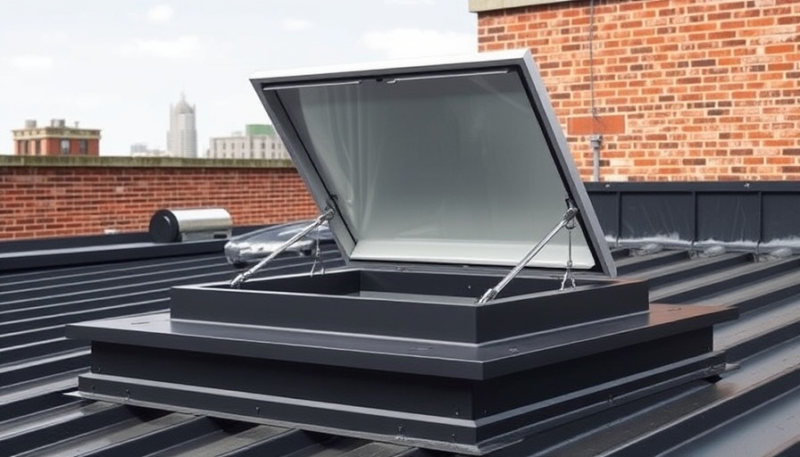 Modern roof access hatch highlighting installation benefits on rooftop.