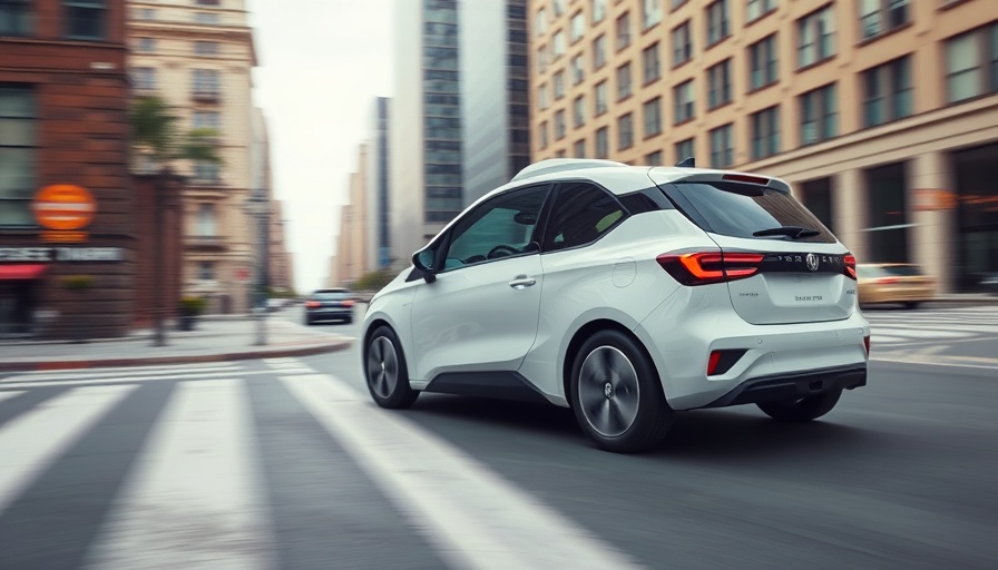 Autonomous vehicle testing in New York City, sleek white car driving.