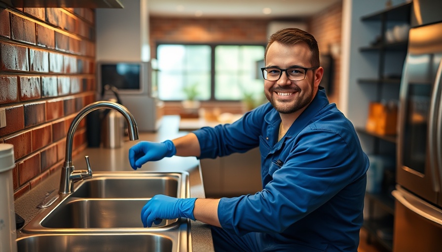 Professional plumber in kitchen fixing sink for Orange County businesses.