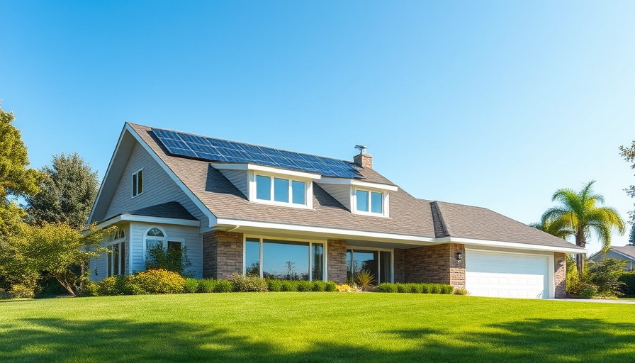 Suburban house featuring energy-efficient roofing options with spacious lawn.