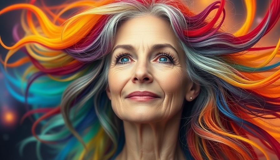 Colorful portrait of mature woman symbolizing 'Coming Out at 50'.