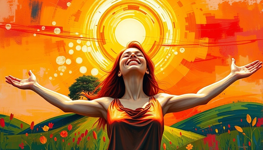 Joyful woman finding peace in nature after loss.