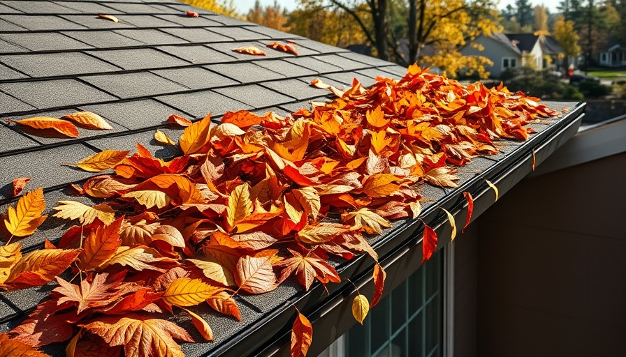 Autumn leaves in house gutter for fall preparation