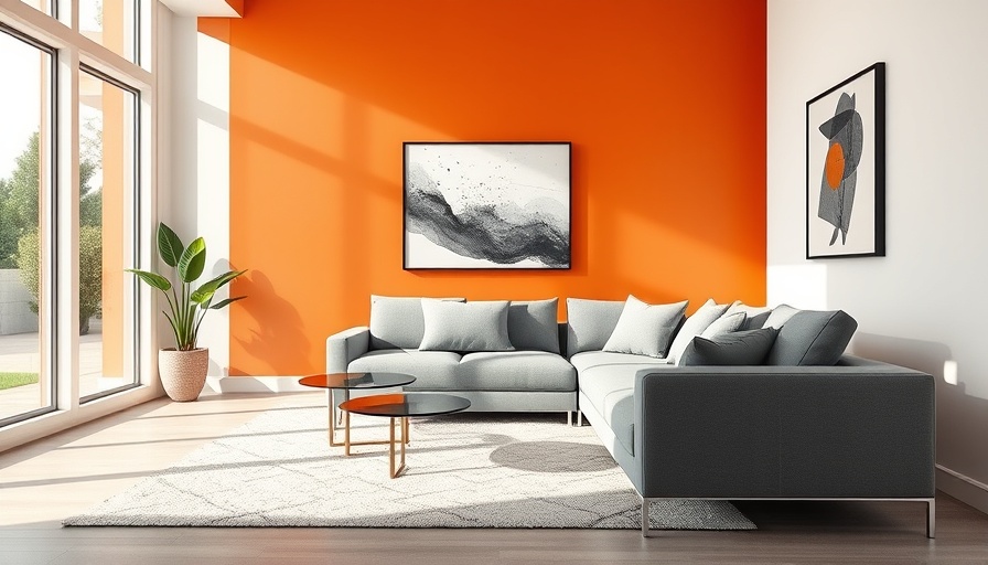 Professional painters transform living spaces with vibrant orange walls and modern decor.
