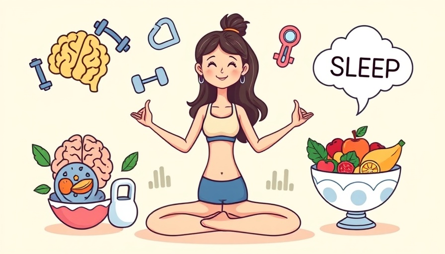 Illustration of small smart habits for wellness including fitness, nutrition, mental health, and sleep.