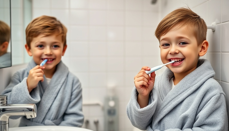 Children brushing teeth as part of school night routine benefits.