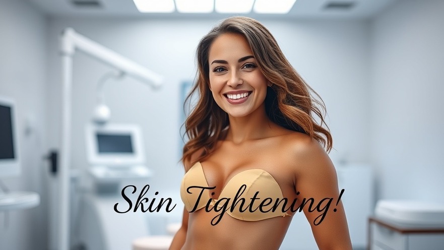Smiling woman in a modern clinic showcasing her toned abdomen, highlighting skin tightening and non-surgical body sculpting.