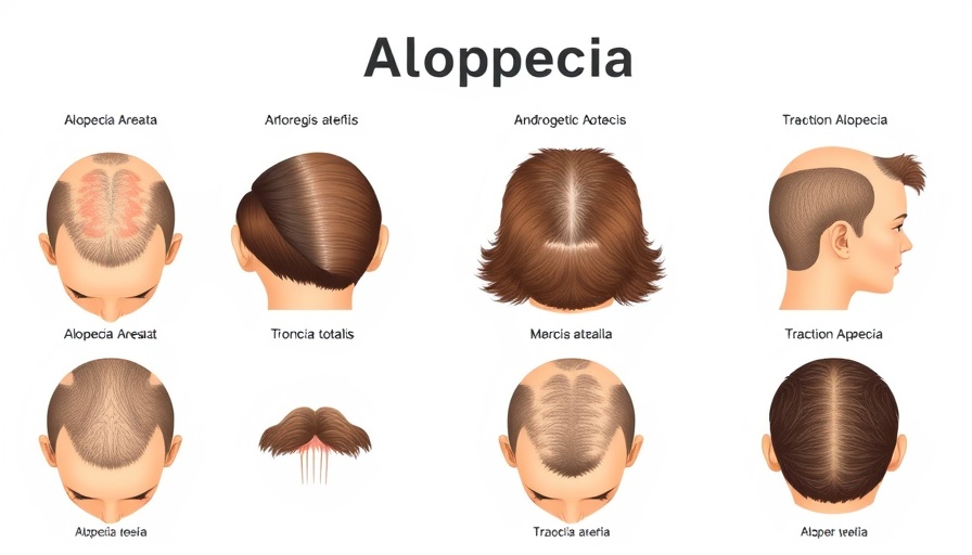 Illustration of alopecia types for understanding hair loss patterns.