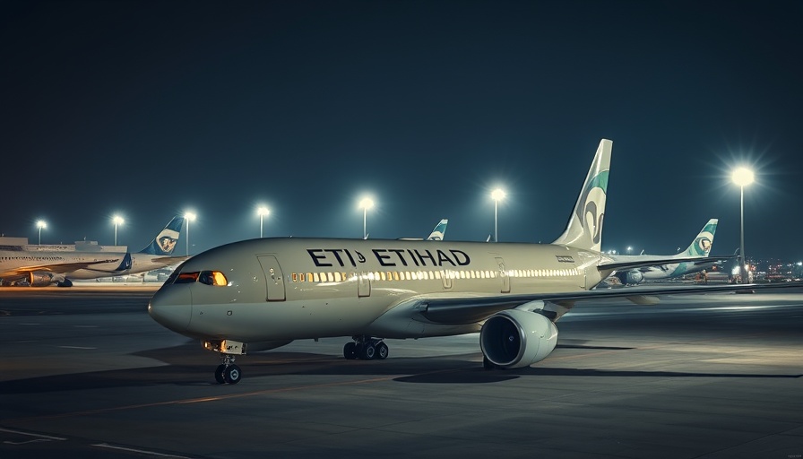 How to Pick a Travel Destination: Etihad airplane at night.