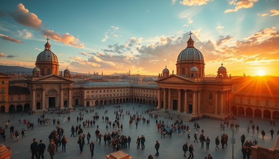 Choosing a travel destination with historical architecture at sunset.