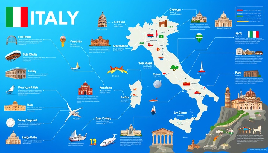 Top attractions infographic in Italy as a top travel destination.
