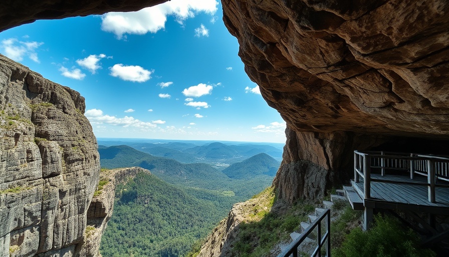Sardinia landscape from a rocky cave with a view of the valley