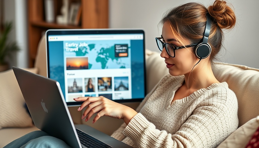 Young woman exploring best destinations for studying and working abroad online.